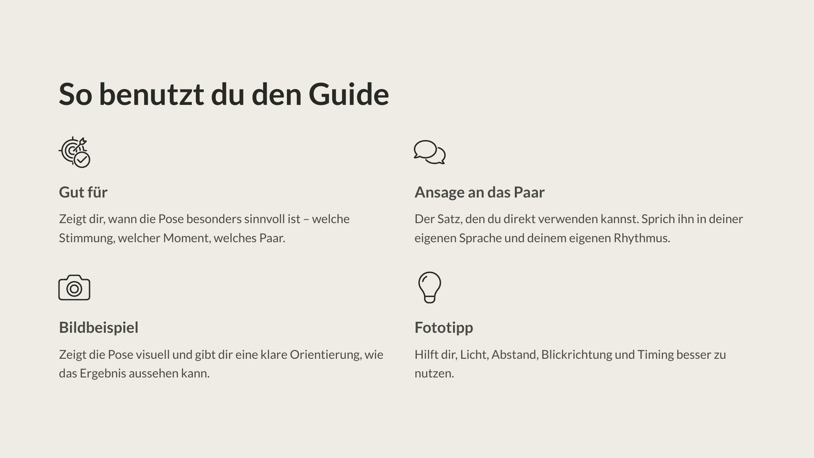 Innenseite des Posing-PDFs